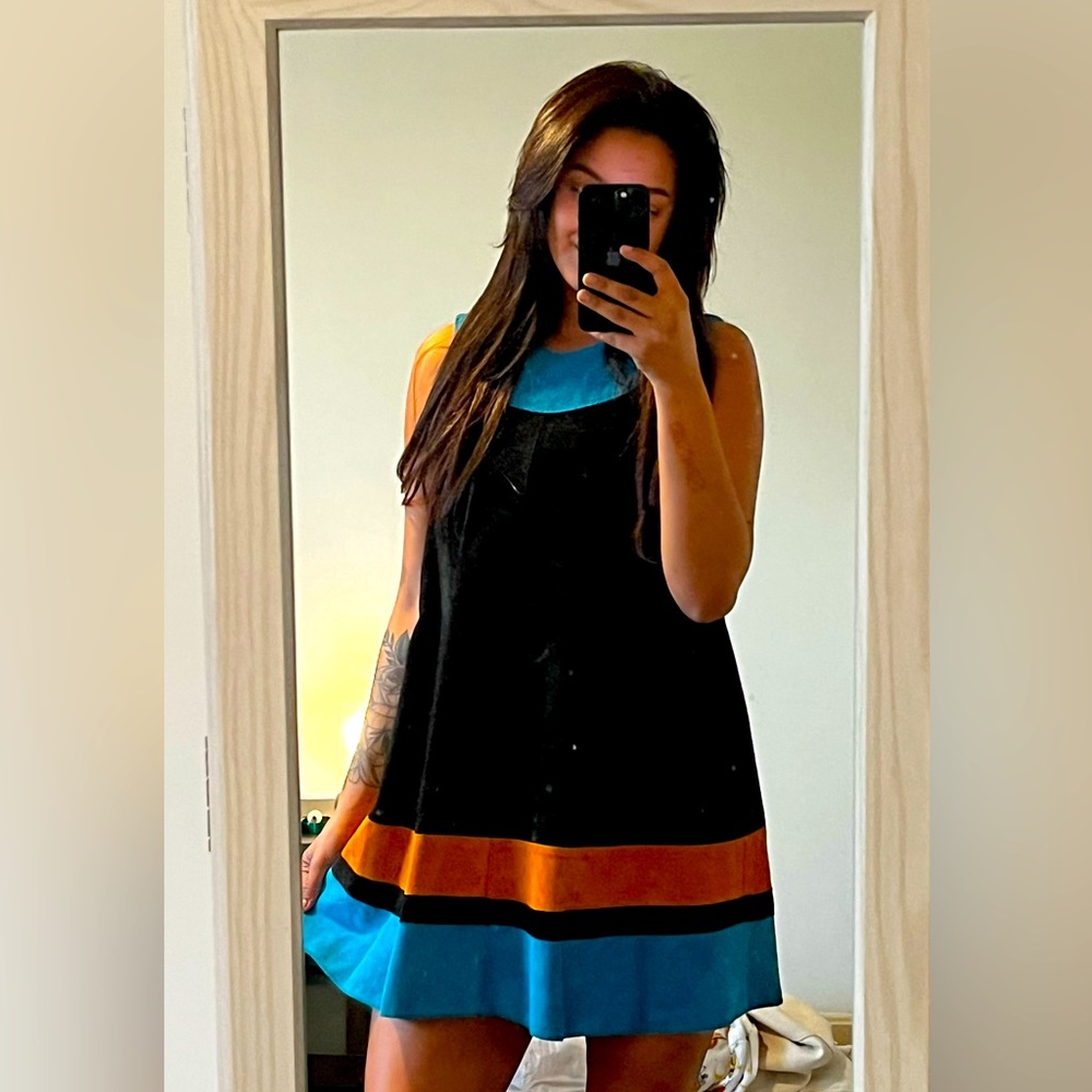 Vintage A-line suede leather dress by Outerwear by Phoenix.